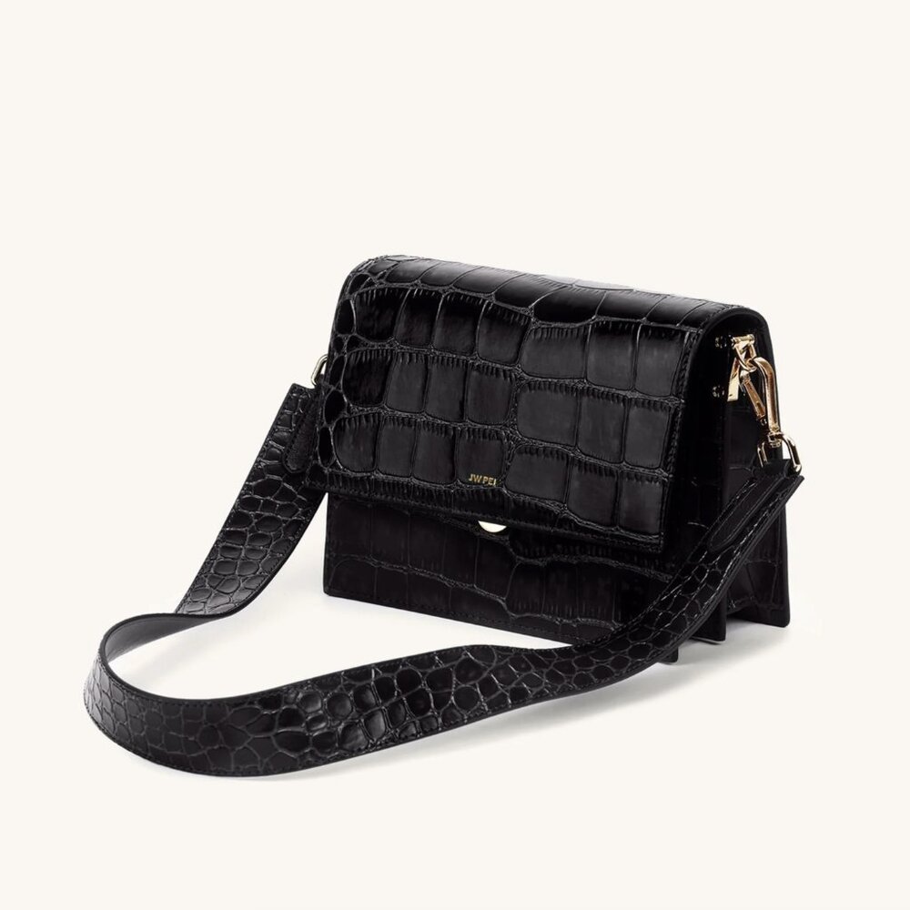 JW PEI - Mini Flap Crossbody - Black Croc